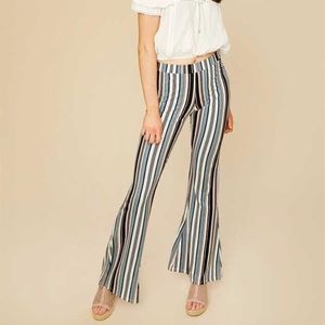 Striped stretchy flare pants